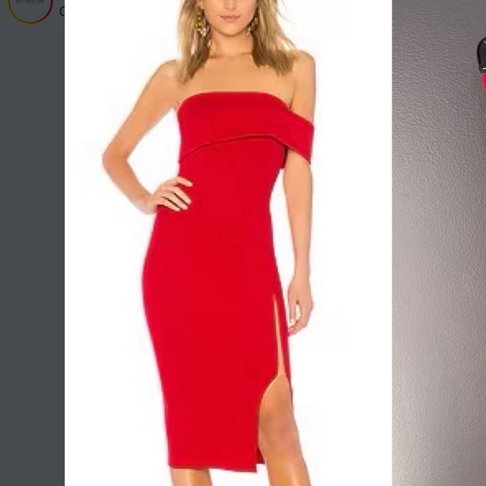 Michael Costello One-Shoulder Red Dress